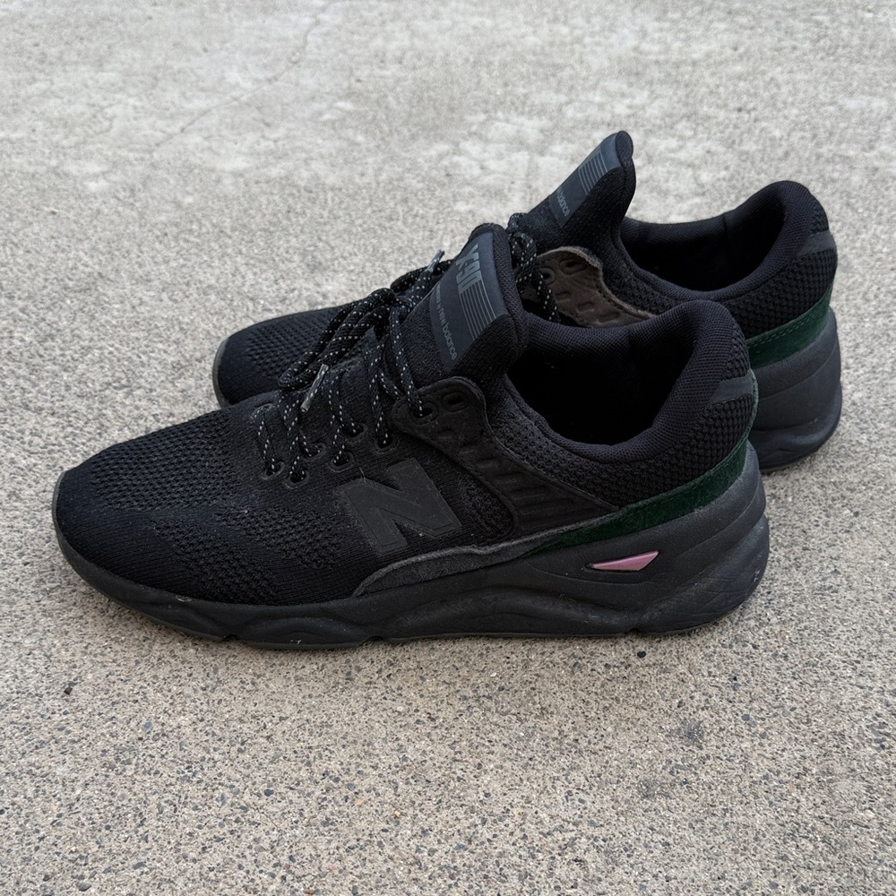 New Balance X-90 Black Sneakers with Green Highlights